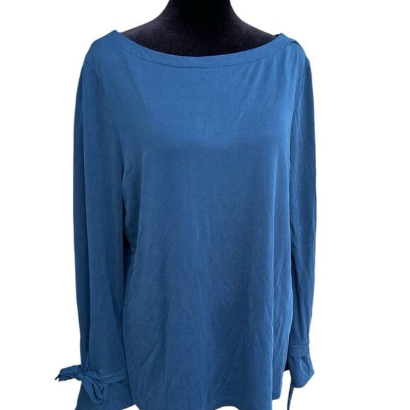 Banana Republic women’s size L blouse with tie wrists, blue - Picture 1 of 9